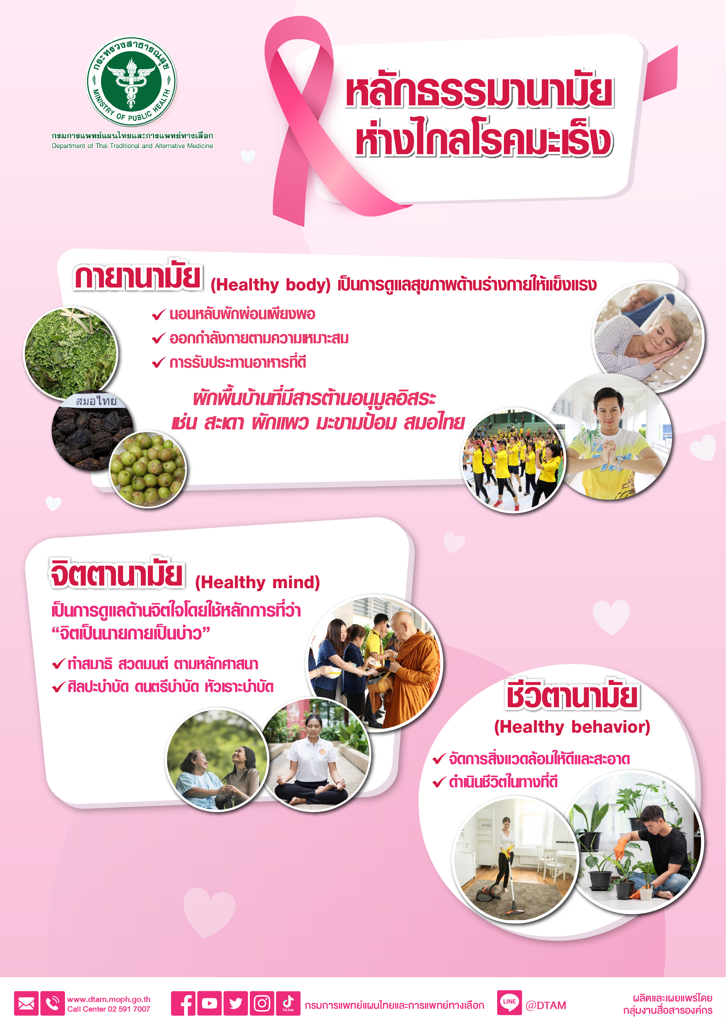 กรมการแพทย์แผนไทยฯ แนะนำการดูแลสุขภาพตามหลักธรรมานามัย ห่างไกลโรคมะเร็ง