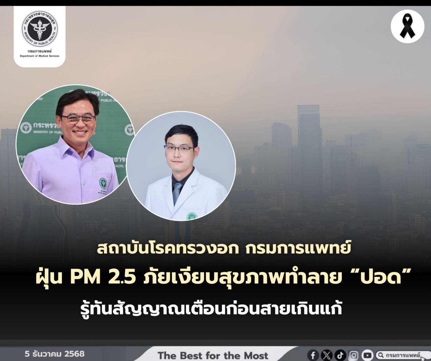 ฝุ่น PM 2.5 ภัยเงียบสุขภาพทำลาย “ปอด” รู้ทันสัญญาณเตือนก่อนสายเกินแก้